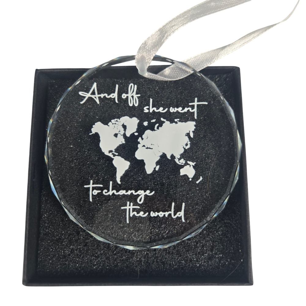 Glass World Map Christmas Ornament Inspirational Graduation‎ Empowerment